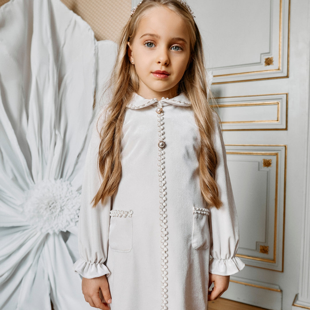 Patachou Velvet Ecru Dress