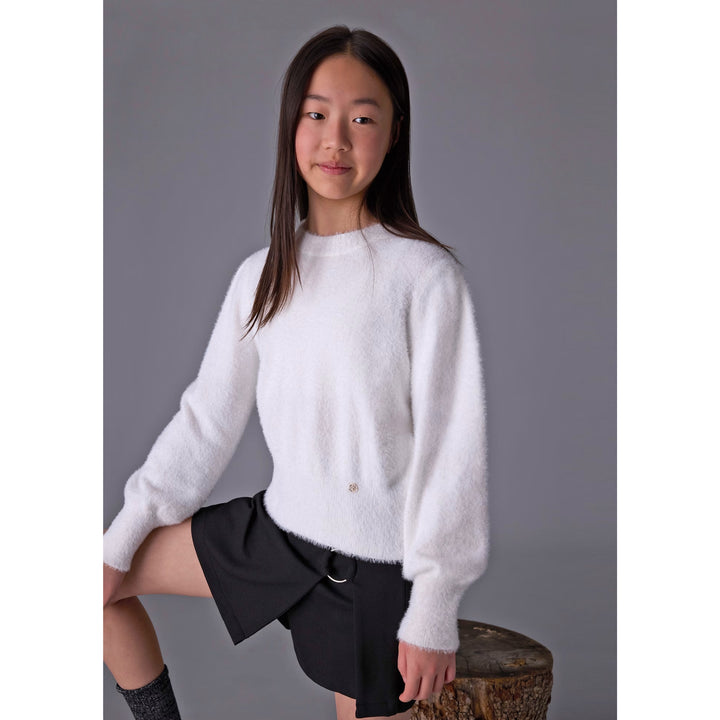 Mayoral Faux Fur White Sweater