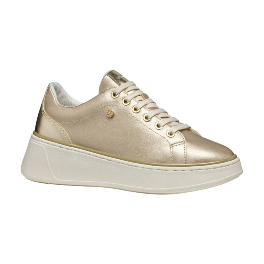 Geox Womens Sunnetty Gold Platform Sneakers