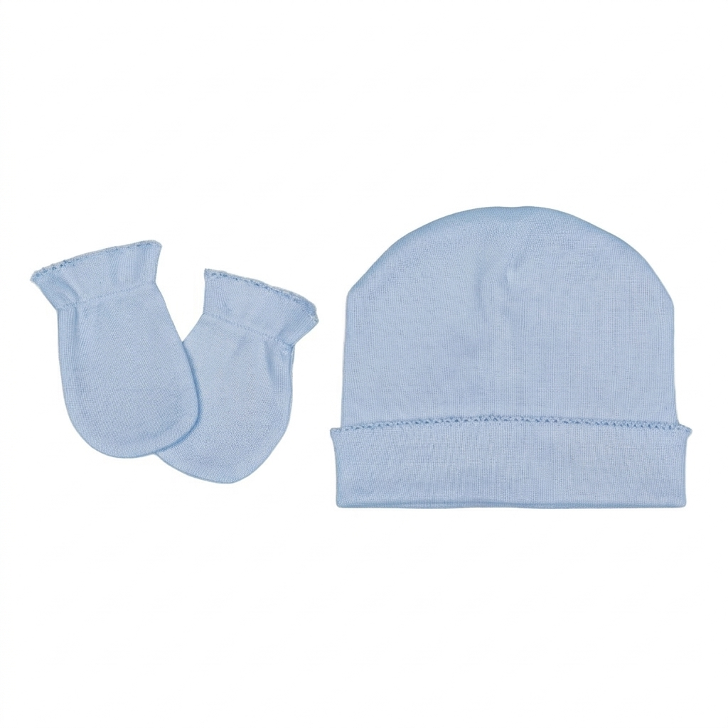 Pureté Baby Boys Blue Beanie & Gloves