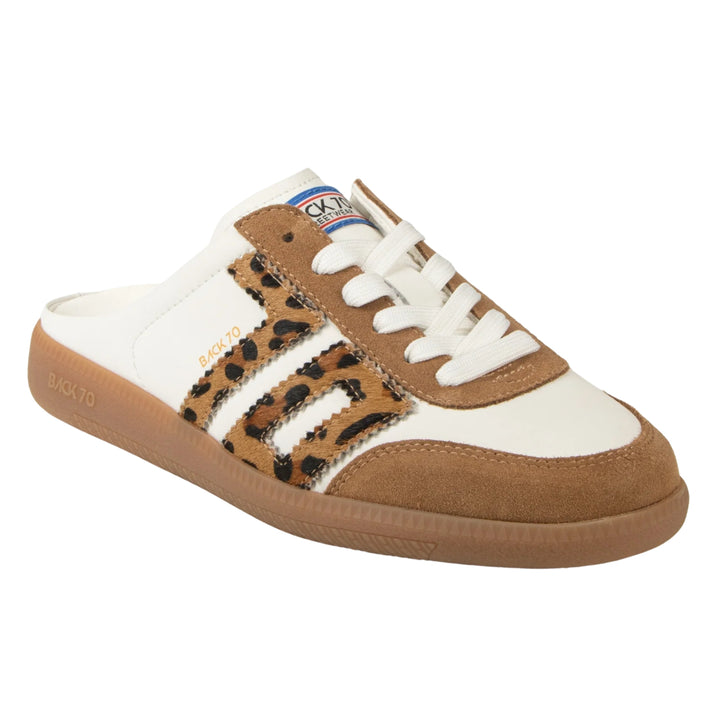 Back70 Womens Easter White Leopard Backless Sneakers