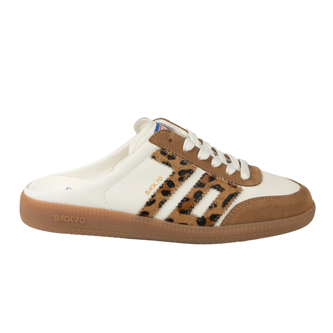 Back70 Womens Easter White Leopard Backless Sneakers