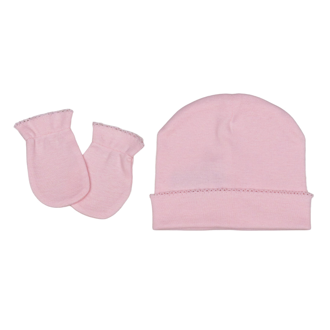 Pureté Baby Girls Pink Beanie & Gloves