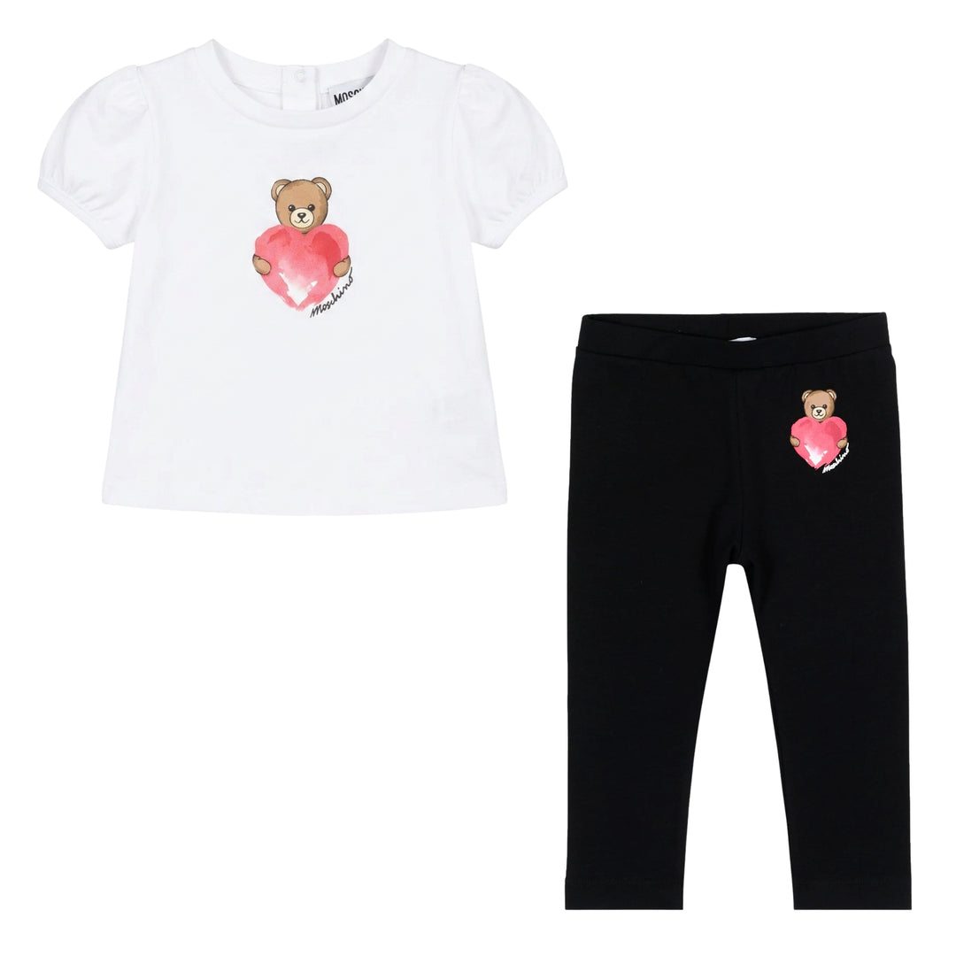 Moschino Baby Girls Heart Bear B&W Ensemble