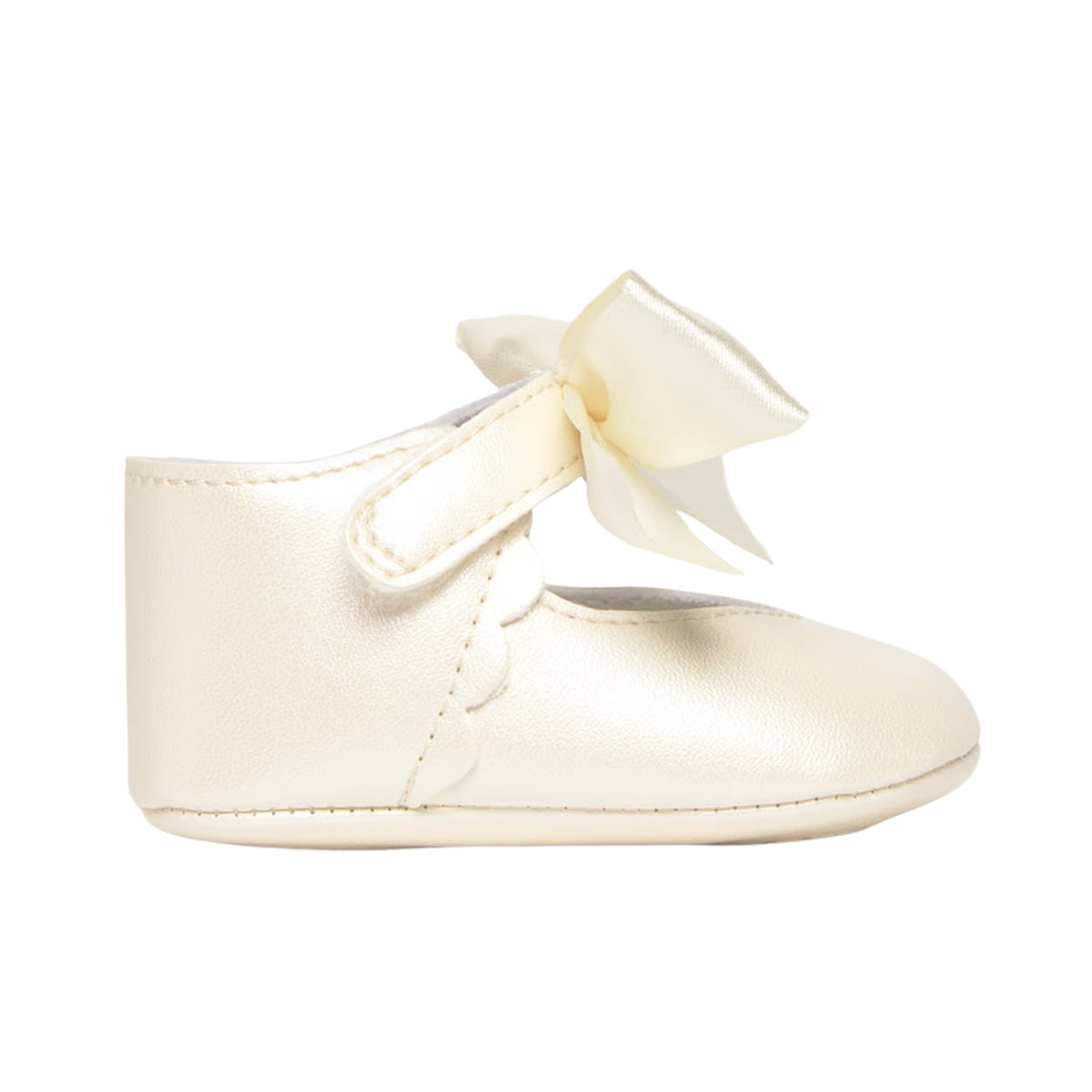 Mayoral Baby Girls Bow Natural Mary Janes