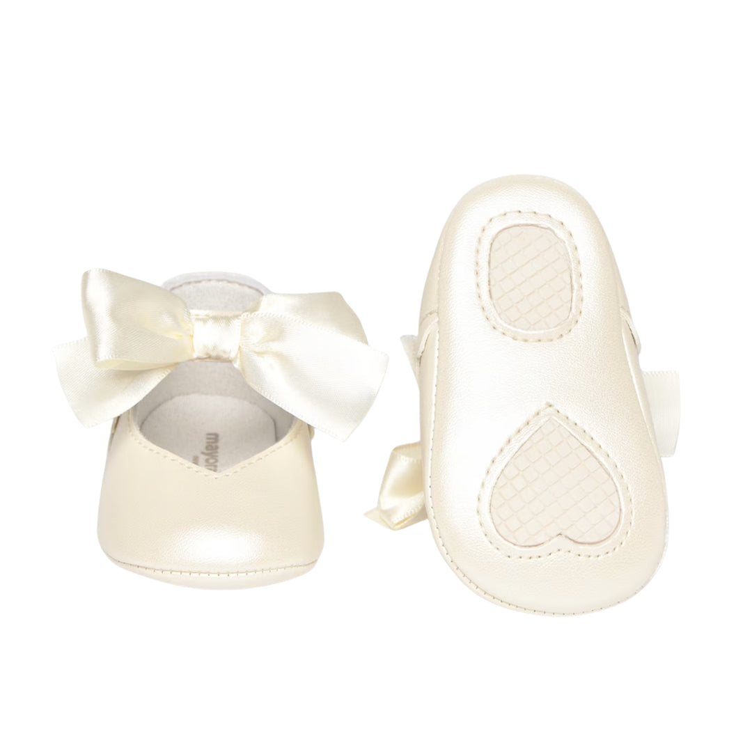 Mayoral Baby Girls Bow Natural Mary Janes