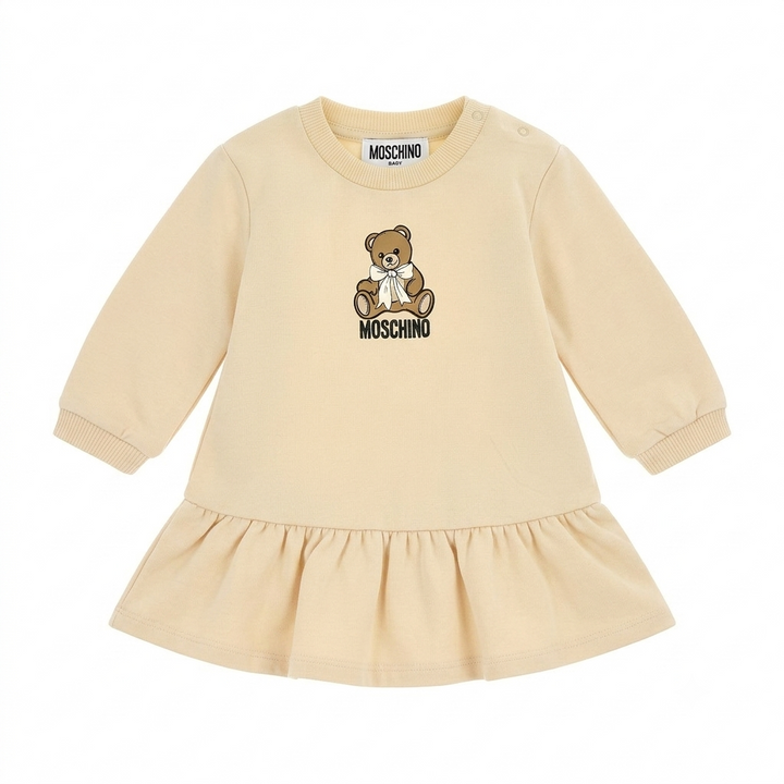 Moschino Baby Girls Bow Bear Beige Dress