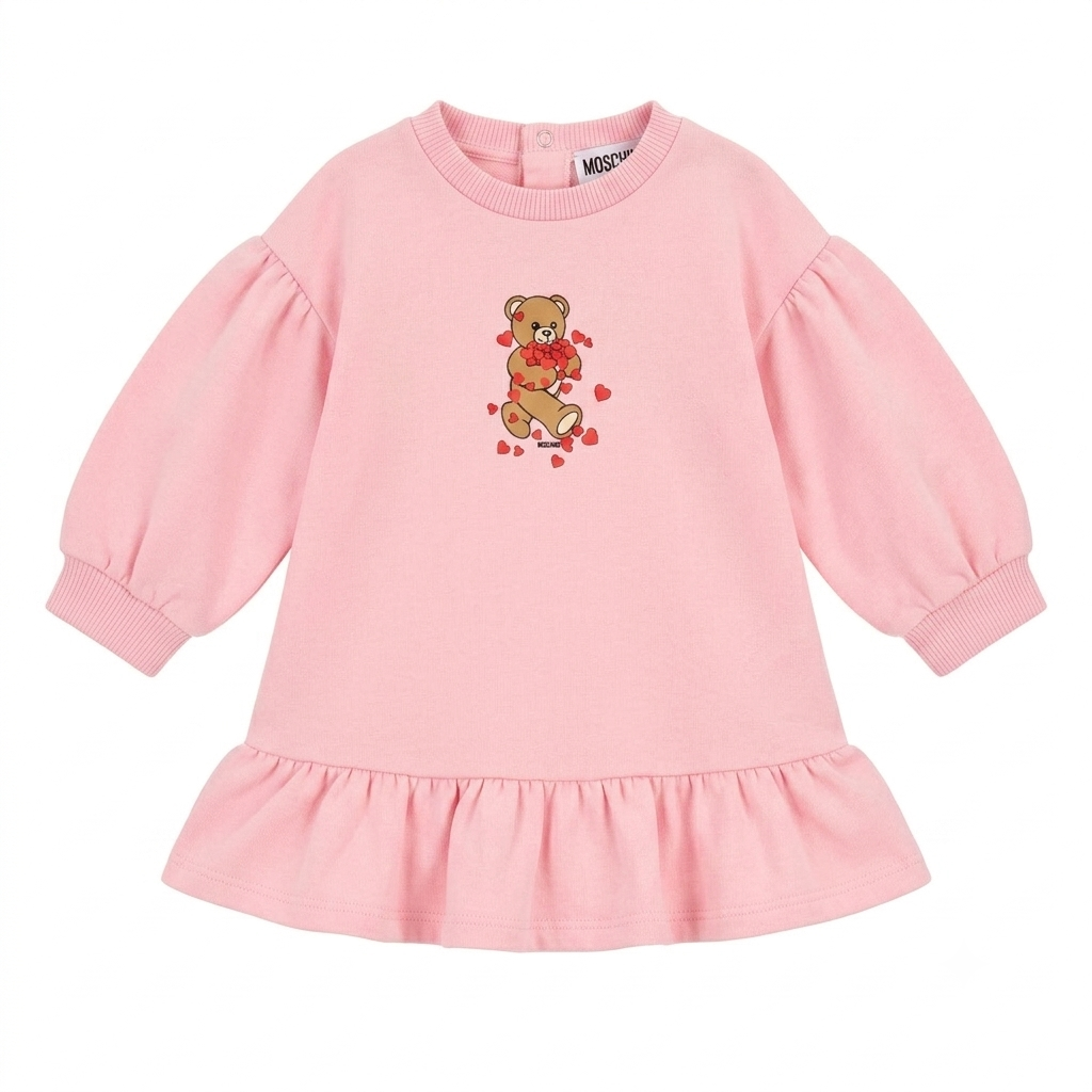 Moschino Baby Girls Bear Heart Pink Dress