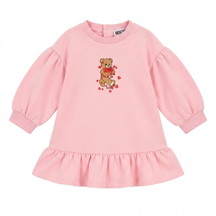 Moschino Baby Girls Bear Heart Pink Dress