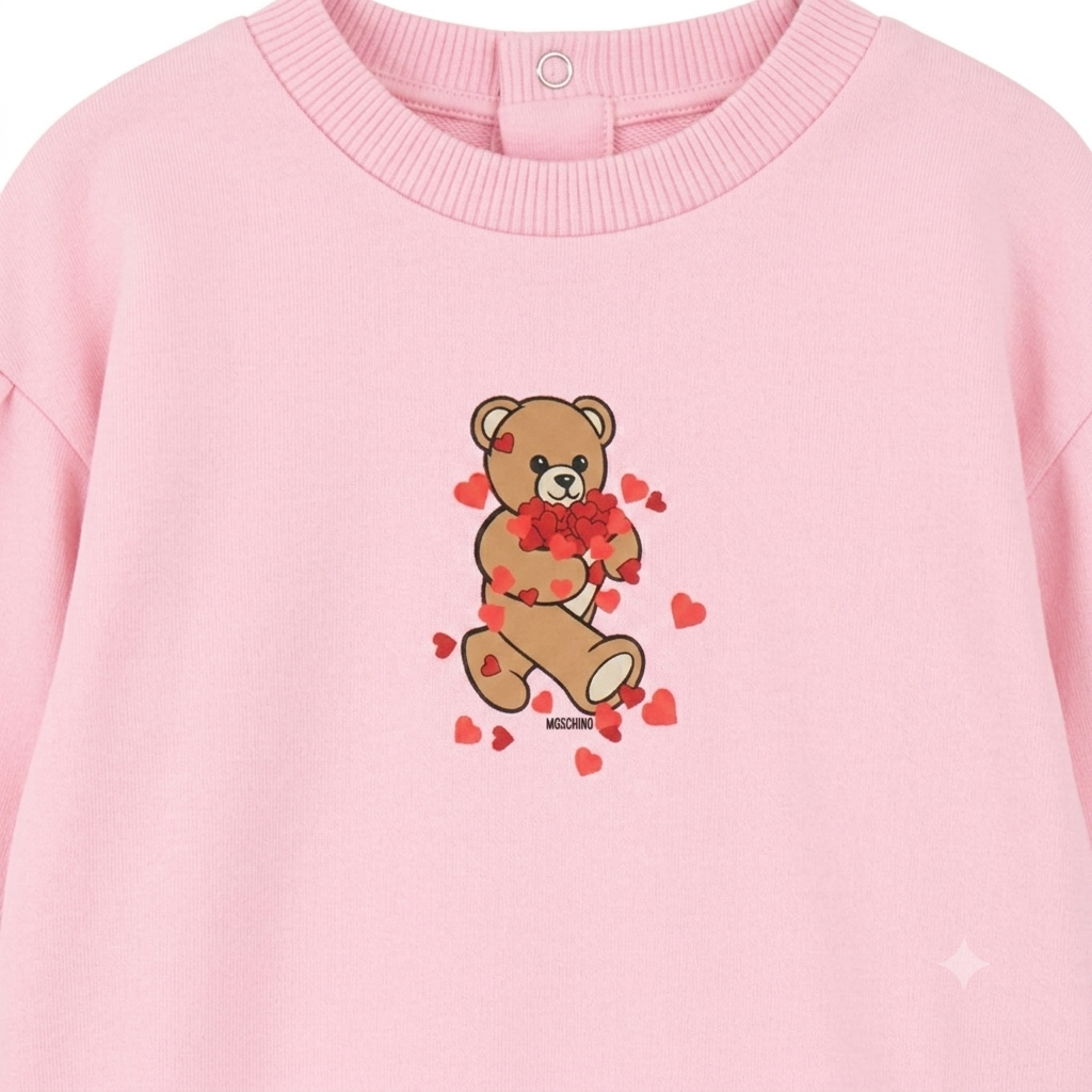 Moschino Baby Girls Bear Heart Pink Dress