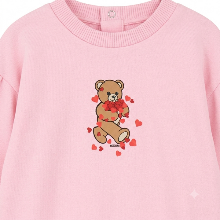 Moschino Baby Girls Bear Heart Pink Dress