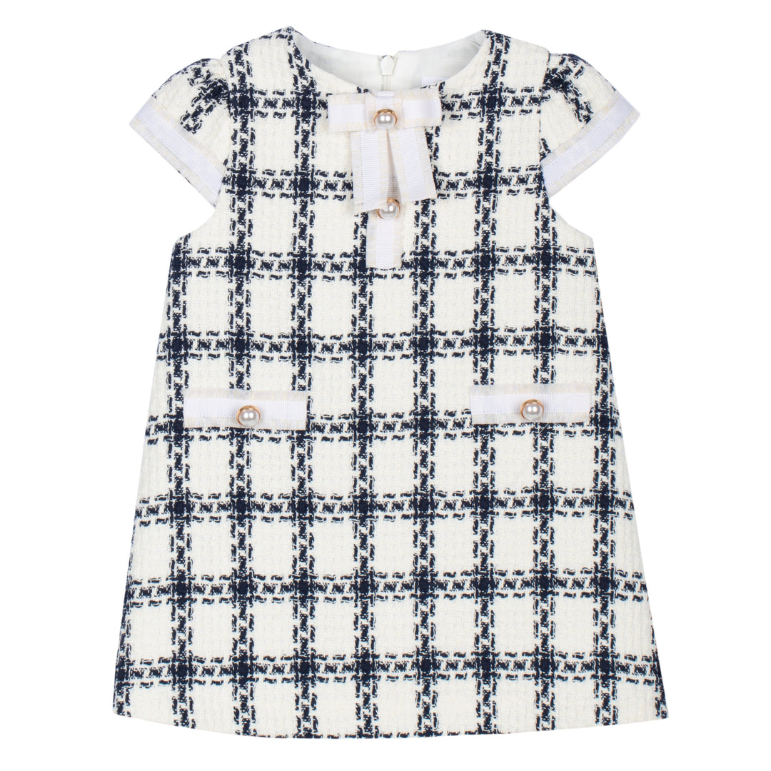Patachou Baby Girls Navy Check Tweed Dress
