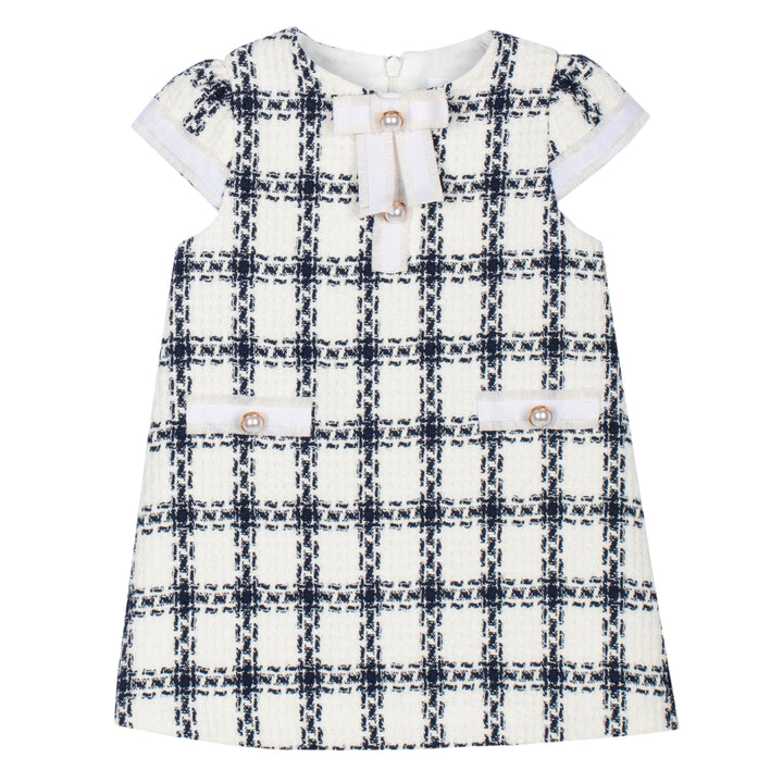 Patachou Baby Girls Navy Check Tweed Dress