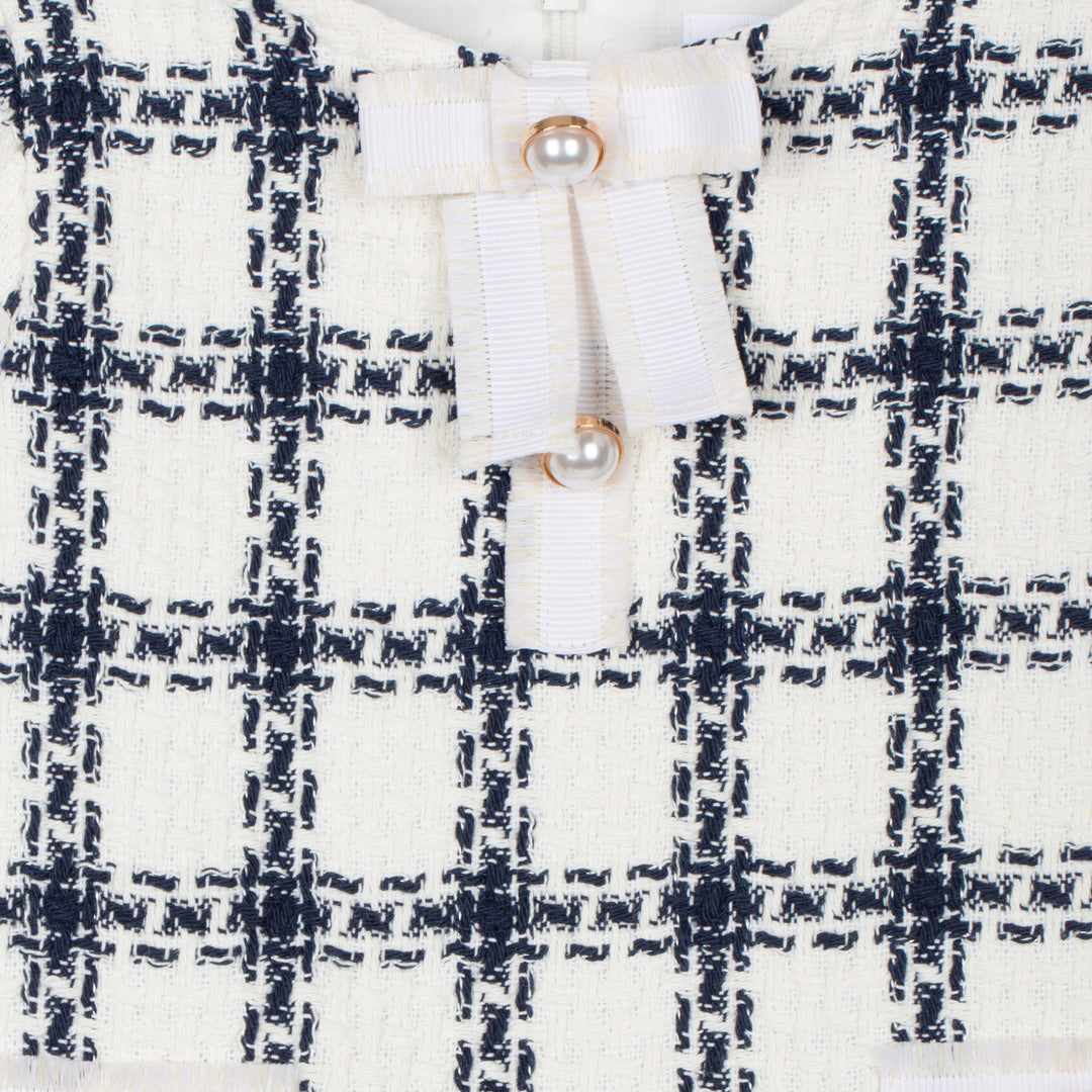 Patachou Baby Girls Navy Check Tweed Dress