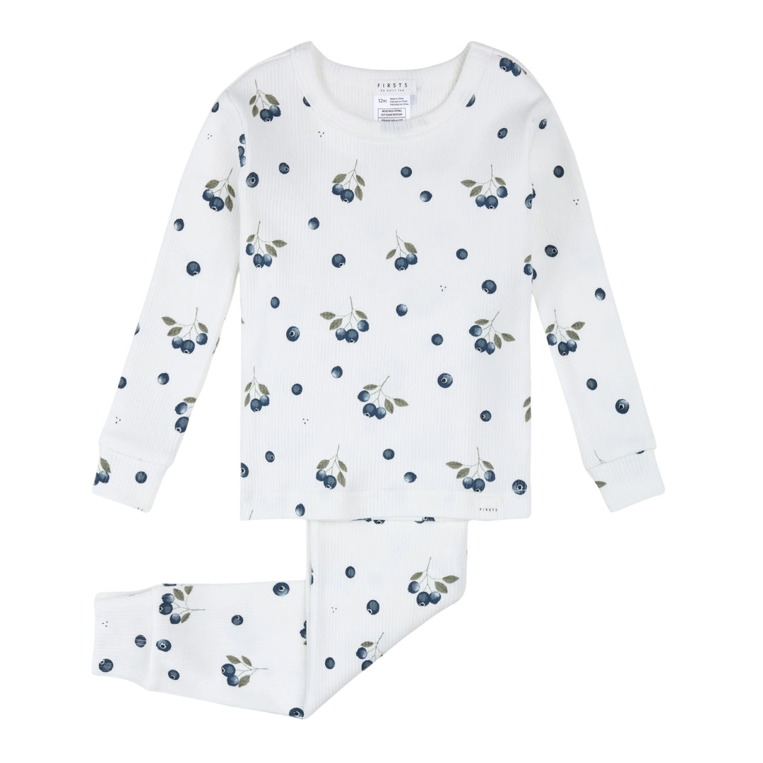 Petit Lem Baby Blueberries Ribbed PJ Set