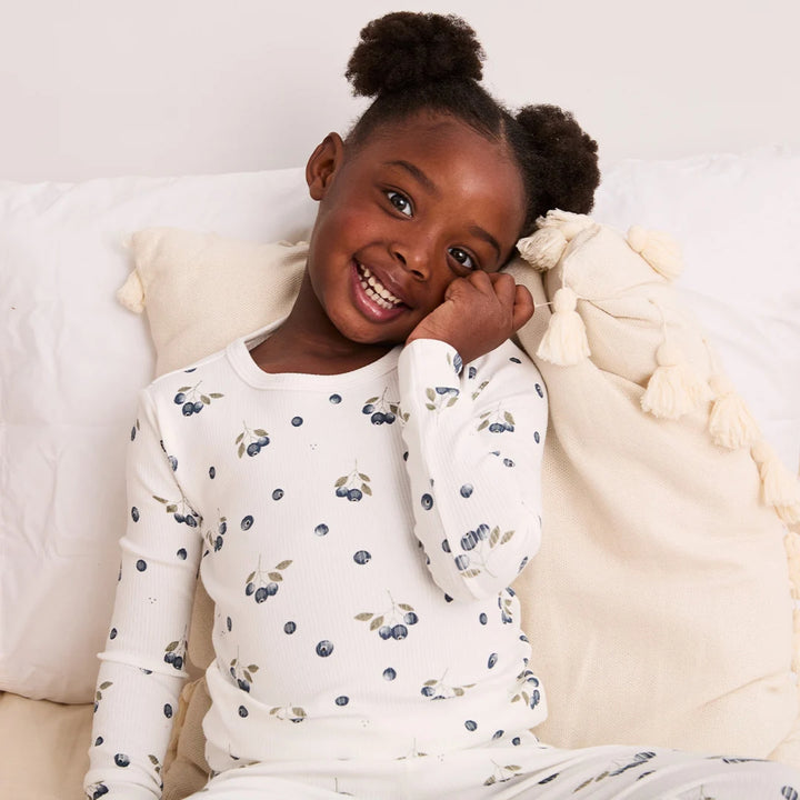 Petit Lem Baby Blueberries Ribbed PJ Set