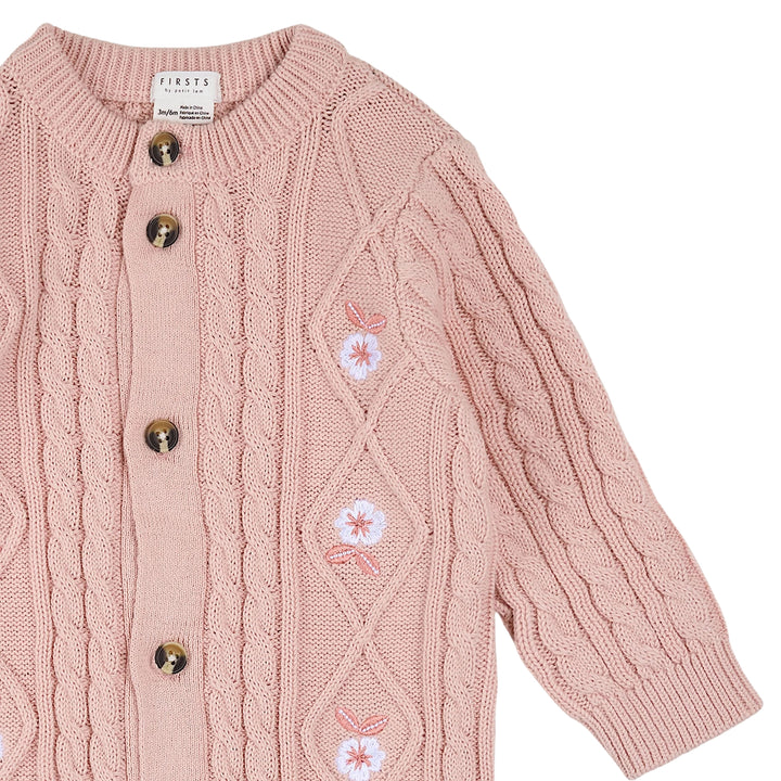 Petit Lem Baby Girls Farm Floral Sweater Knit Playsuit