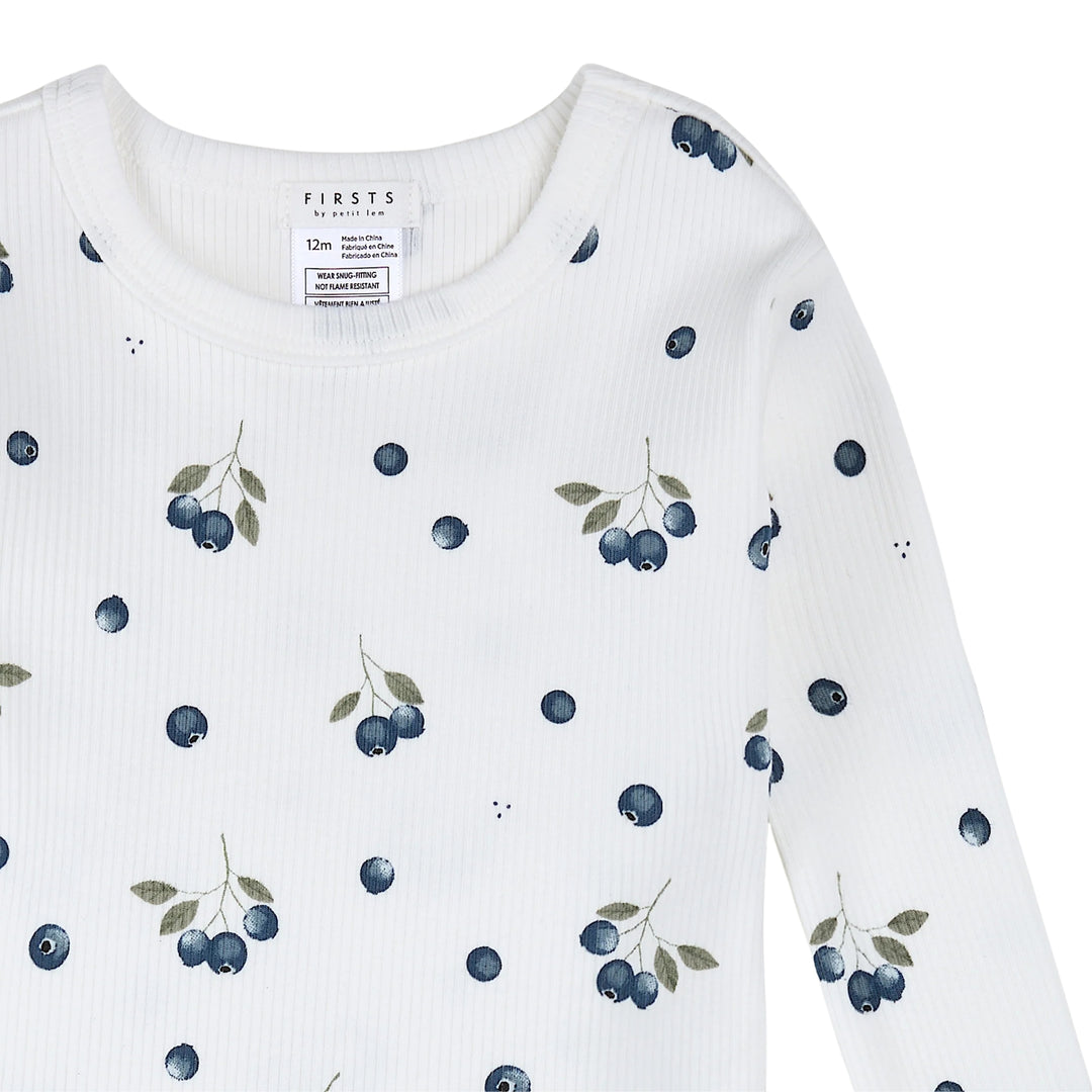 Petit Lem Baby Blueberries Ribbed PJ Set