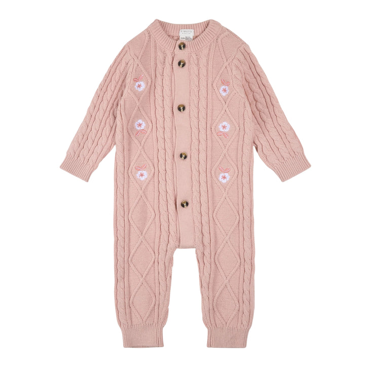 Petit Lem Baby Girls Farm Floral Sweater Knit Playsuit