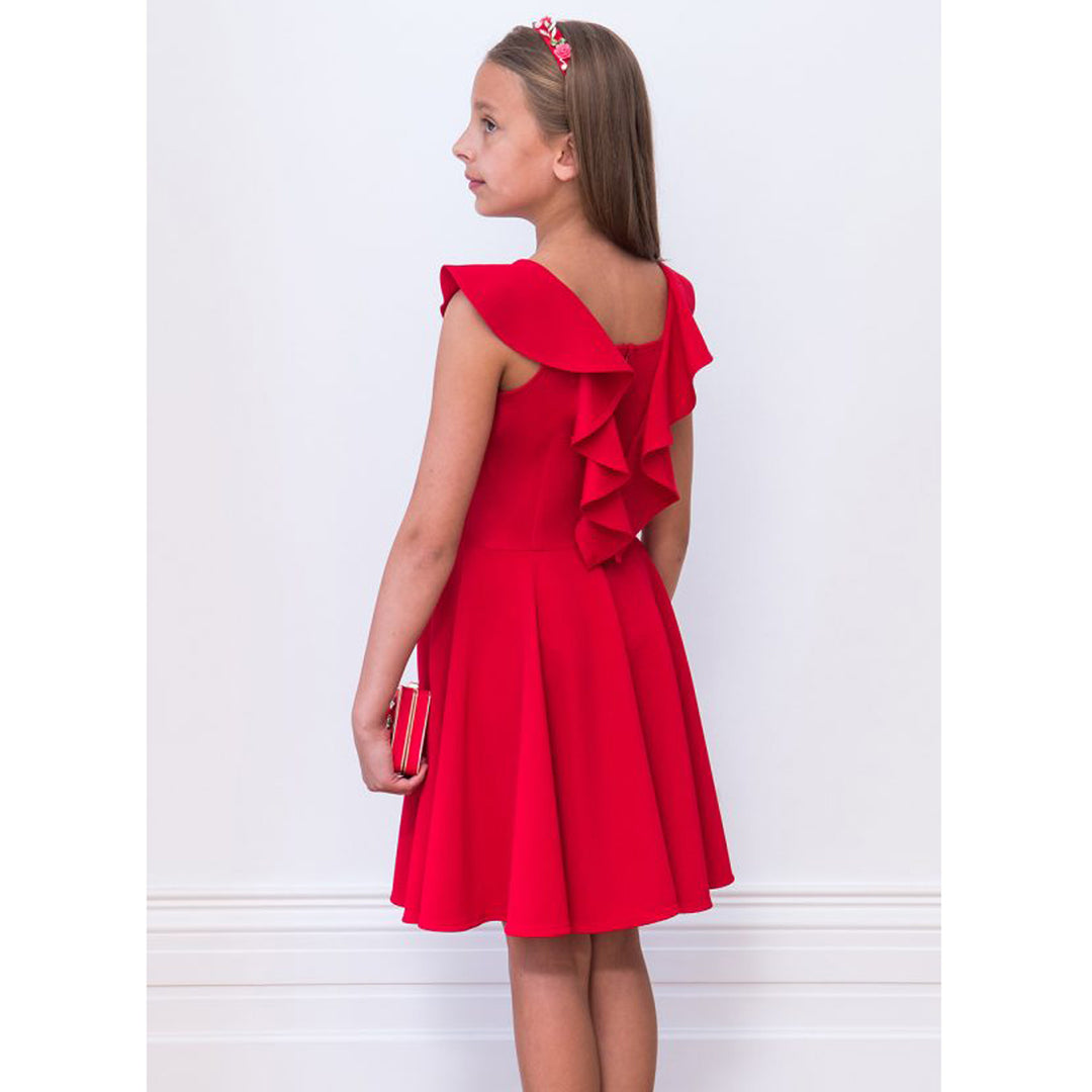 David Charles Scarlet Red Frill Dress