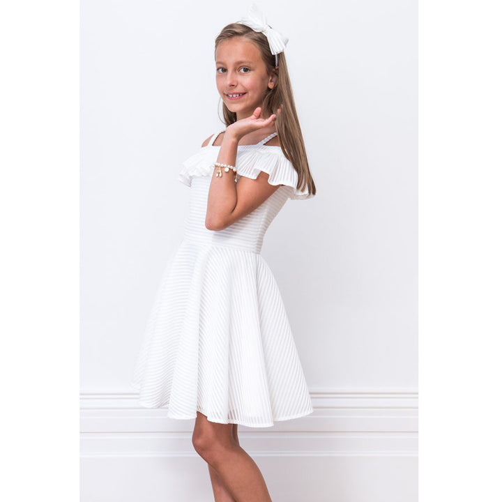 David Charles Ivory Ruffle Bridesmaid Dress