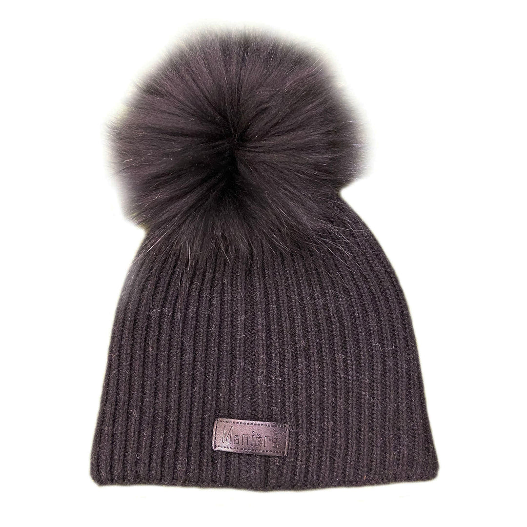 Maniere Baby Single Pom Hat Black