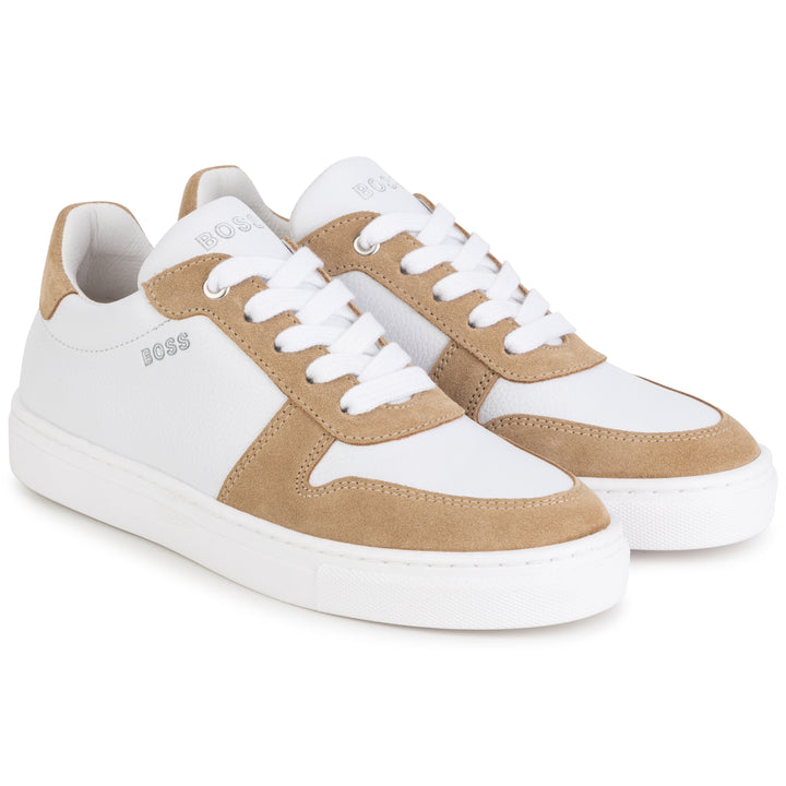 Hugo Boss White and Beige Sneakers