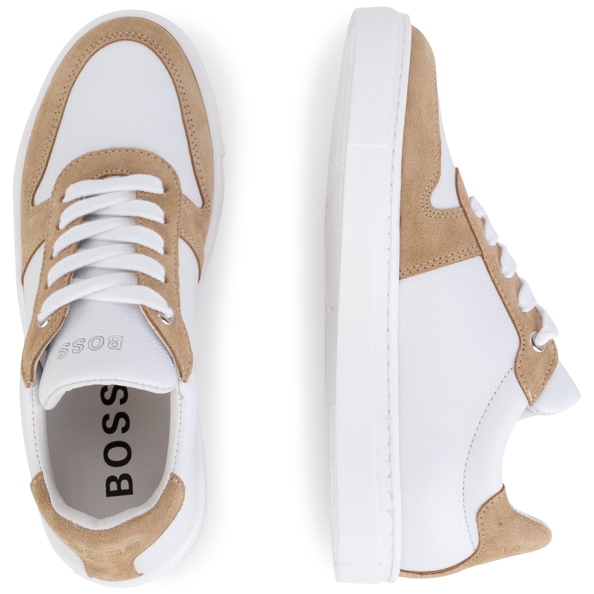 Hugo Boss White and Beige Sneakers