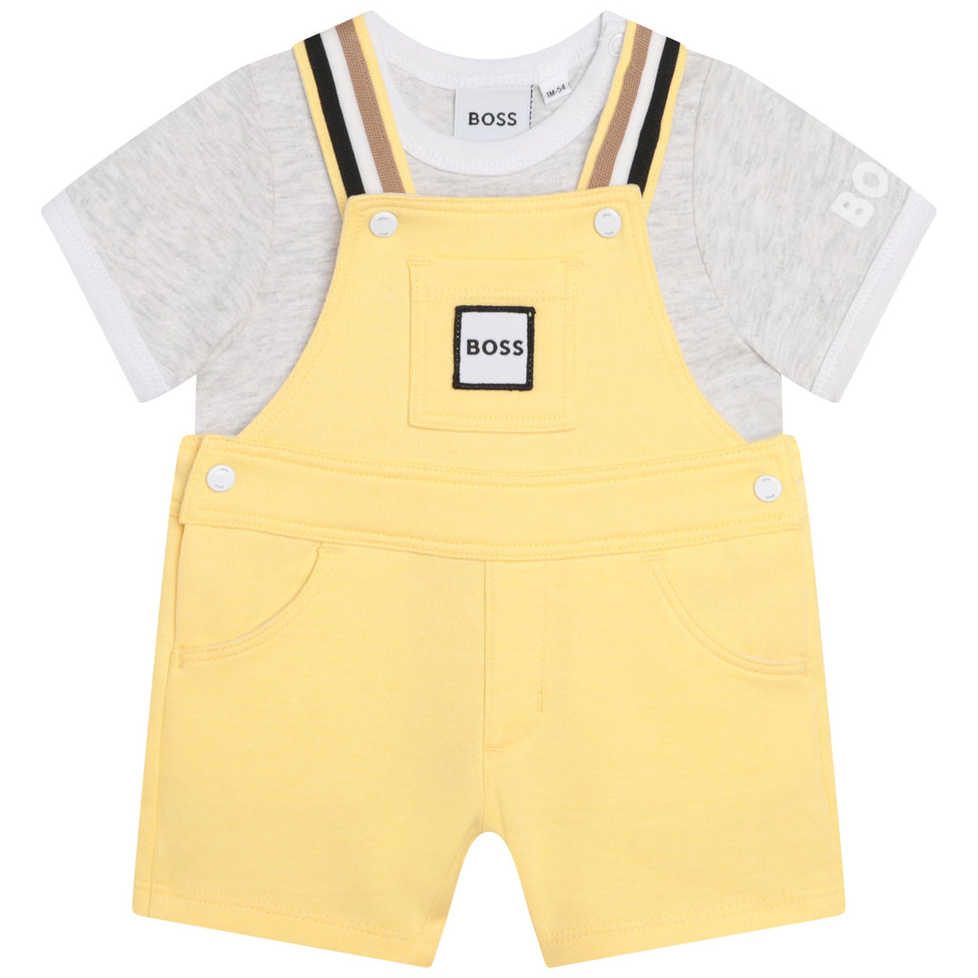 Hugo Boss Baby Boys Yellow Overalls Ensemble