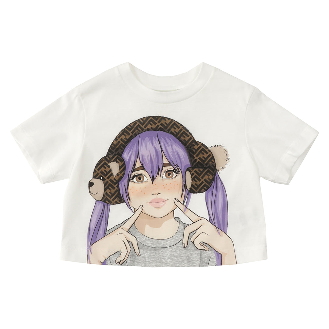 Fendi Cropped Anime Girl T-Shirt