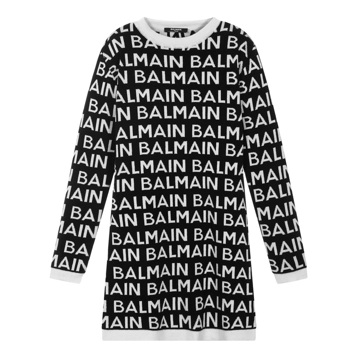 Balmain Black and White Logo Dress