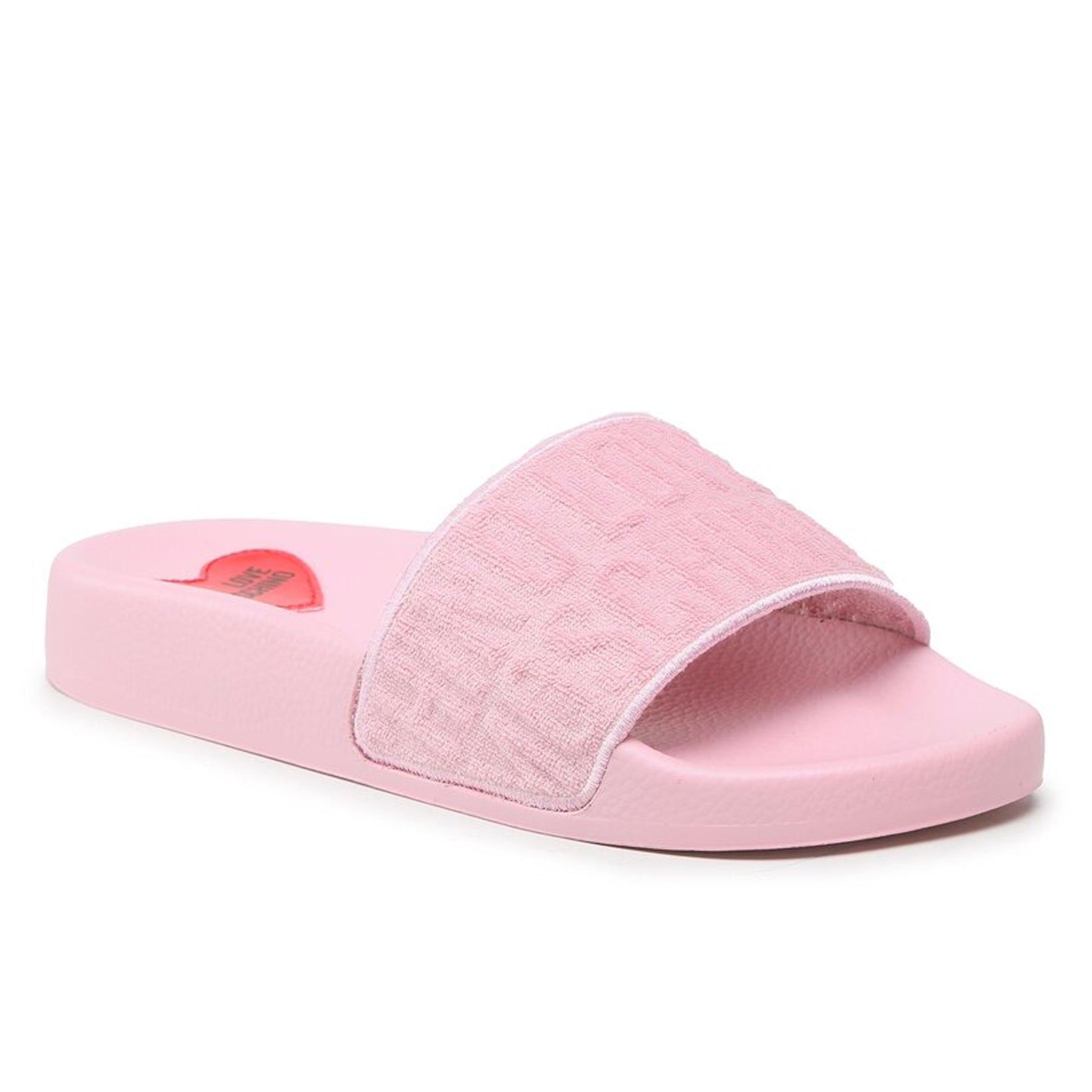 Love Moschino Womens Terry Pink Slides