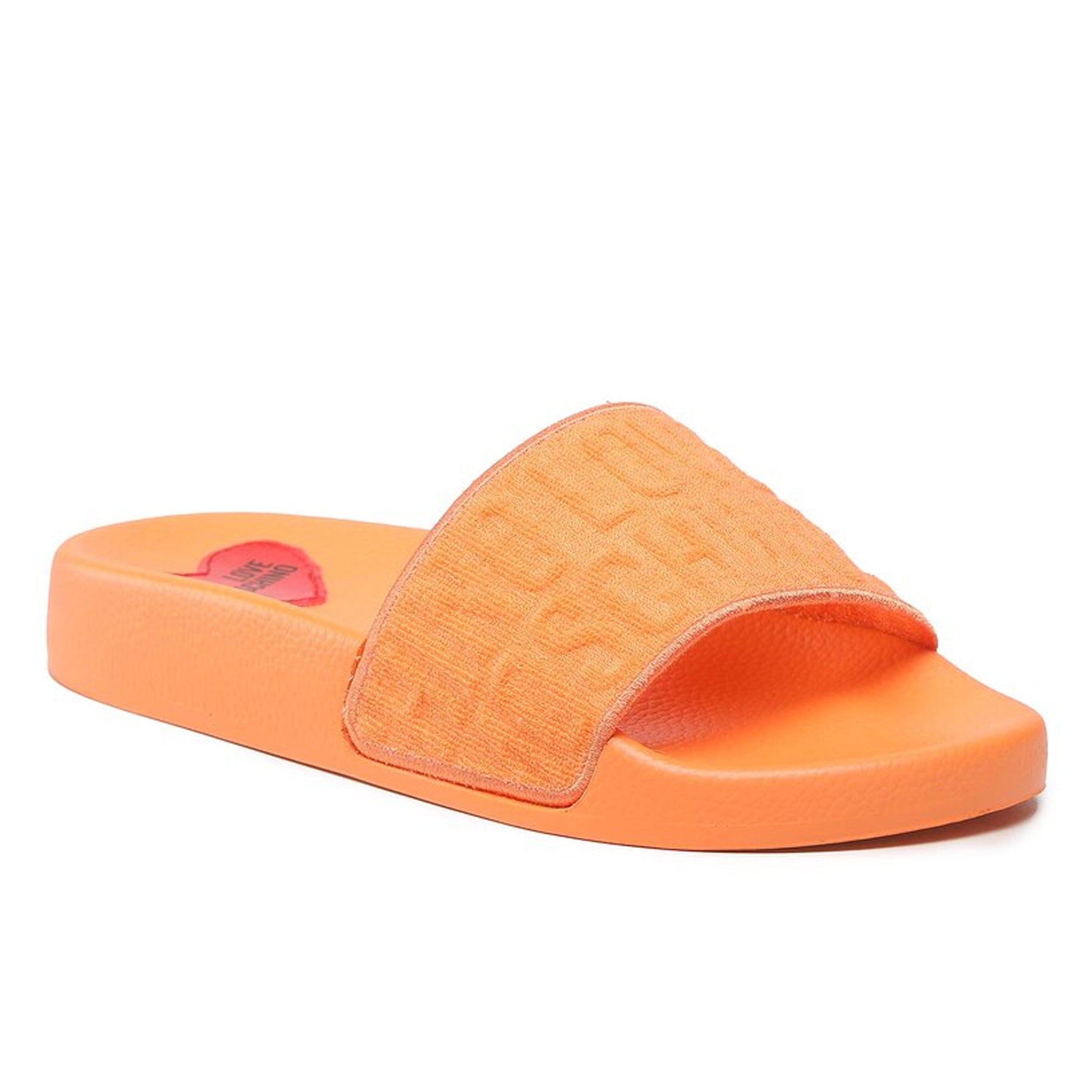 Love Moschino Womens Terry Orange Slides