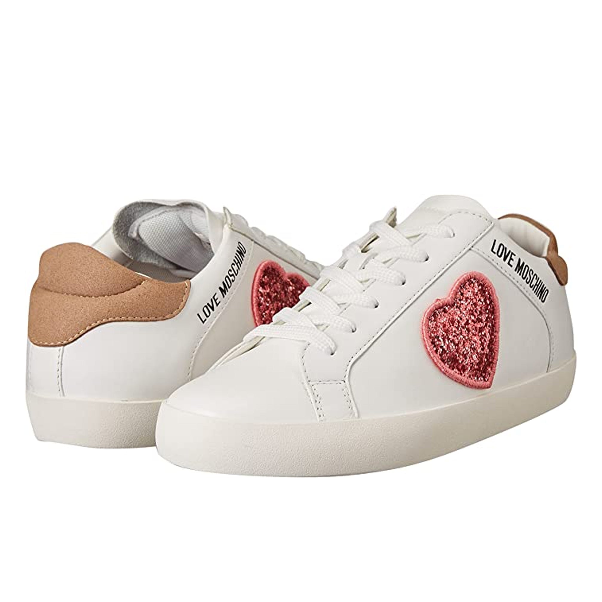Love Moschino Womens White Leather Sneakers