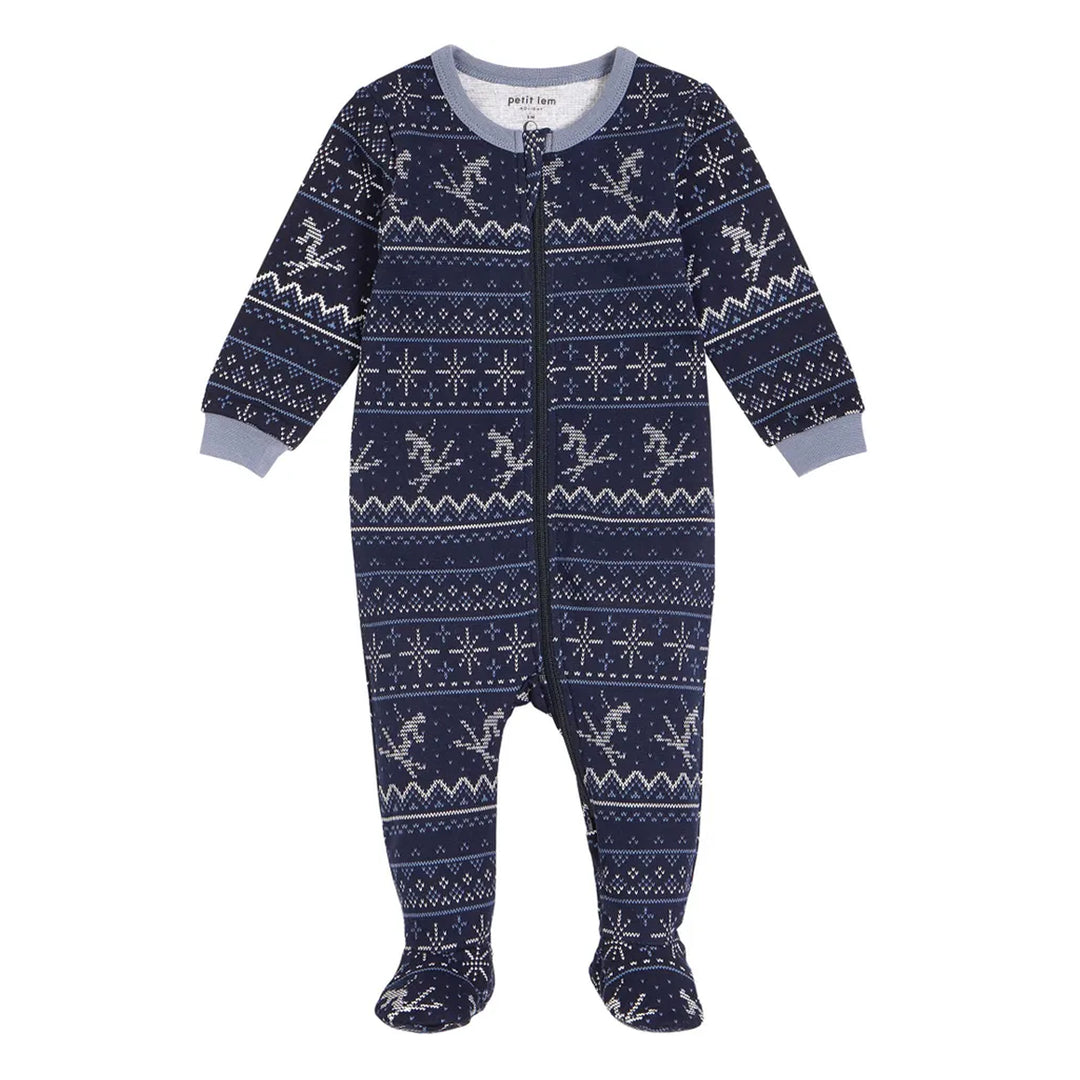Petit Lem Baby Boys Navy Alpine Onesie